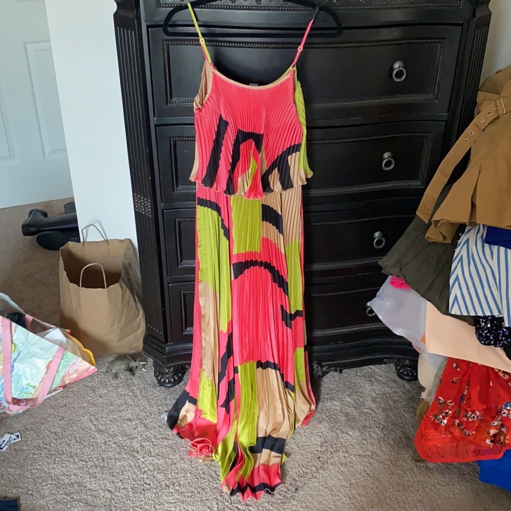 Cache Multi Color High Low Accordion Pleated Maxi… - image 4